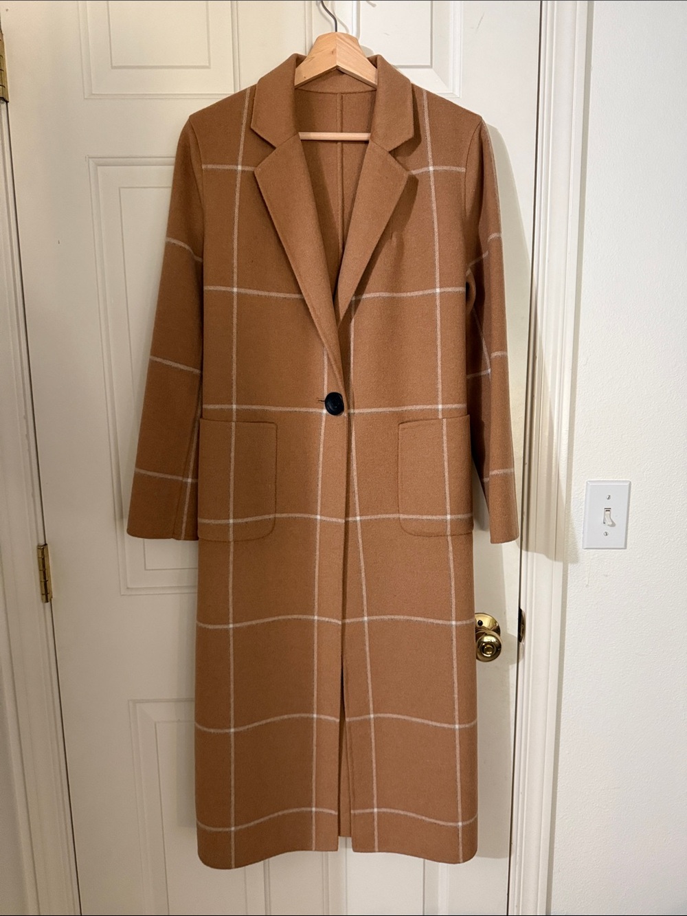Women's Camel Long double face belted wool Coat